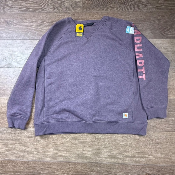 Carhartt Women's Relaxed Fit Midweight Crewneck Block Logo NWT 2X Fall Outdoor - Picture 2 of 13